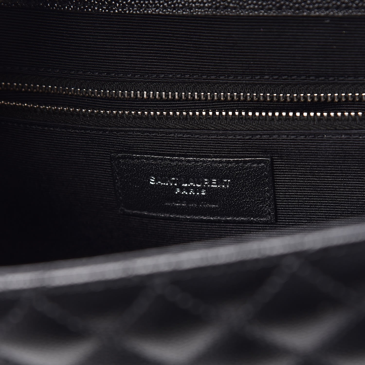 Saint Laurent Grain De Poudre Textured Mixed Matelasse Large Triquilt Monogram Satchel Black 6 of 11