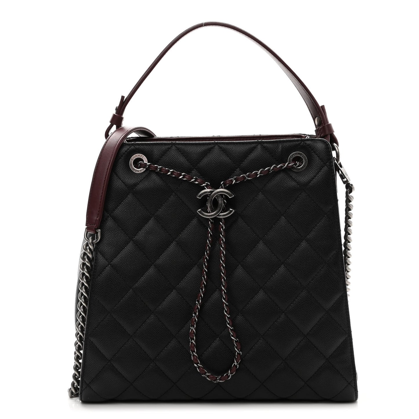 Caviar Quilted Medium CC Bucket Bag Black