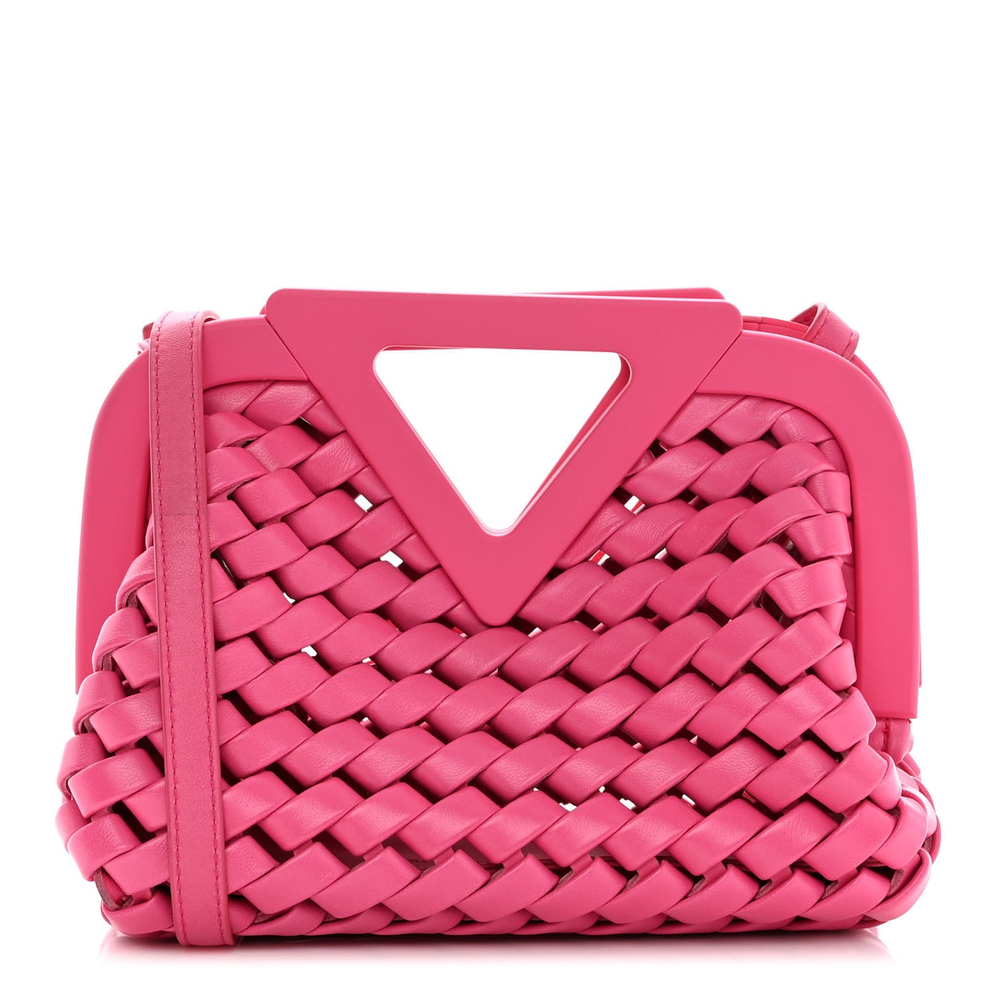 Lambskin Calfskin Slanted Intreccio Small The Point Triangle Bag Bonbon