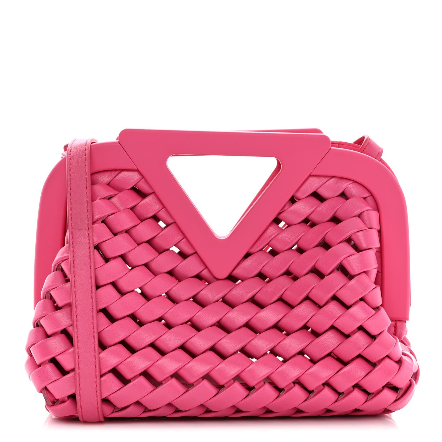 Bottega Veneta Lambskin Calfskin Slanted Intreccio Small The Point Triangle Bag Bonbon 1 of 12