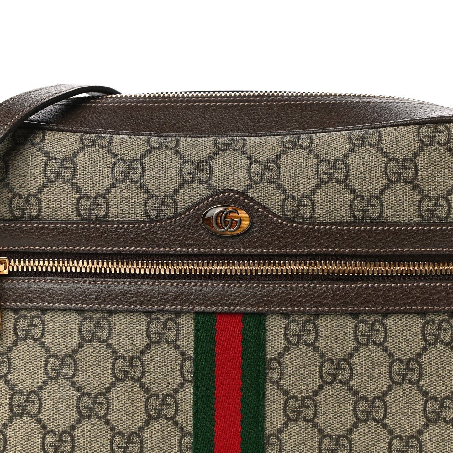 GG Supreme Monogram Web Small Ophidia Shoulder Bag Brown
