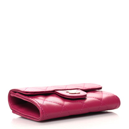 Chanel Caviar Quilted Flap Card Holder Wallet Fuchsia 4 of 9