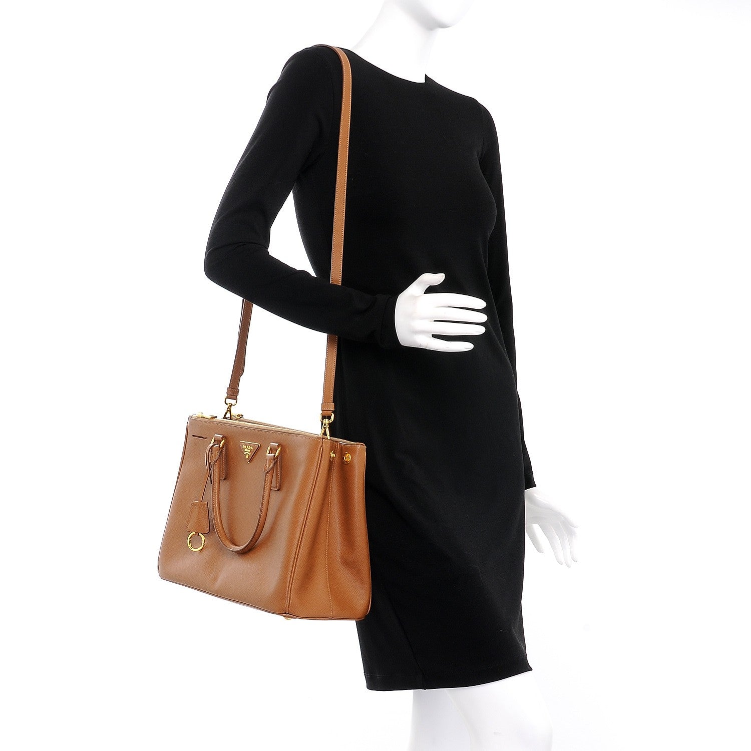 Prada Saffiano Medium Galleria Double Zip Tote Caramel 2 of 10