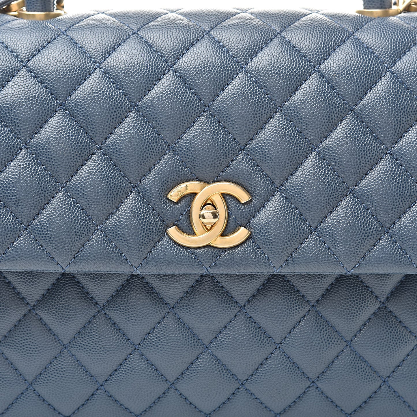 Caviar Quilted Medium Coco Handle Flap Blue