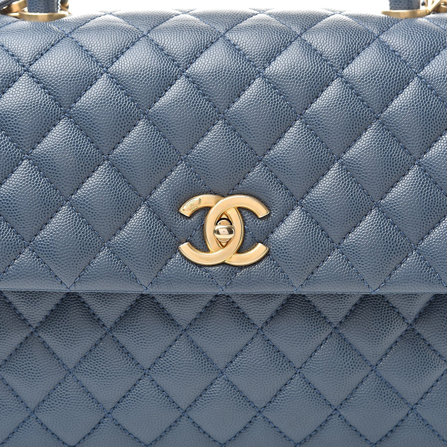Chanel Caviar Quilted Medium Coco Handle Flap Blue 8 of 10