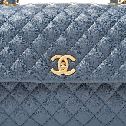 Chanel Caviar Quilted Medium Coco Handle Flap Blue 8 of 10