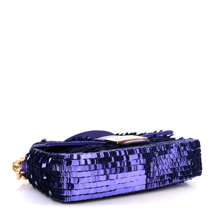 Fendi Sequin Paillettes Shiny Nappa Sex and the City Baguette Viola Purple Rain 4 of 11