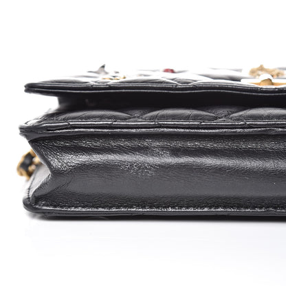 Chanel Aged Calfskin Quilted Lucky Charms 2.55 Reissue Wallet On Chain WOC Black 11 of 13