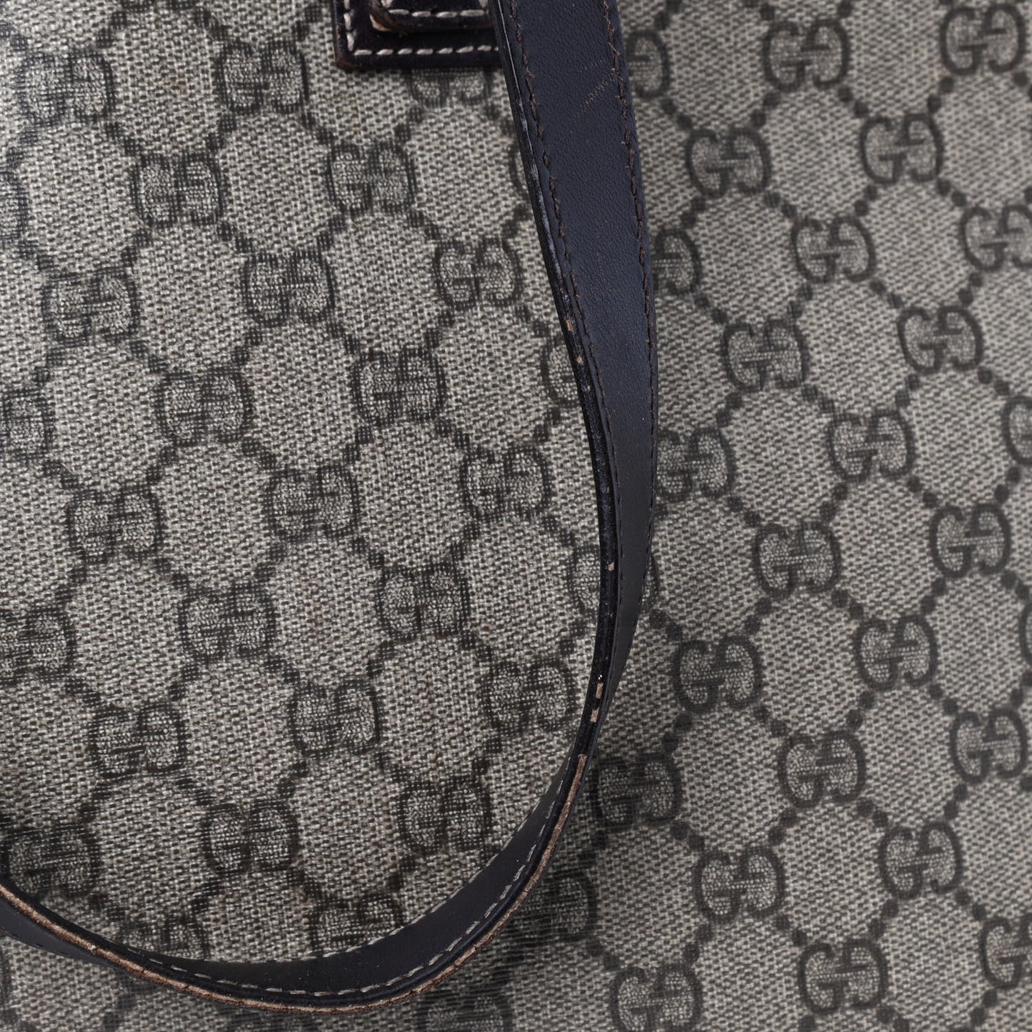 GG Supreme Monogram Medium Zippered Shopping Tote Dark Brown
