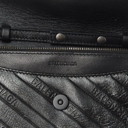 Balenciaga Shiny Goatskin Logo Embossed Monochrome BB Wallet On Chain Black 6 of 11