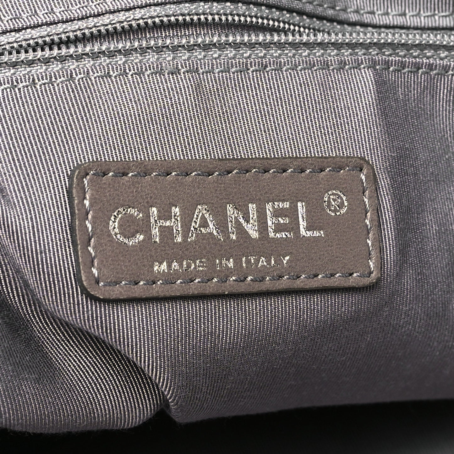 Metallic Cracked Calfskin Modern Chain Tote Dark Silver
