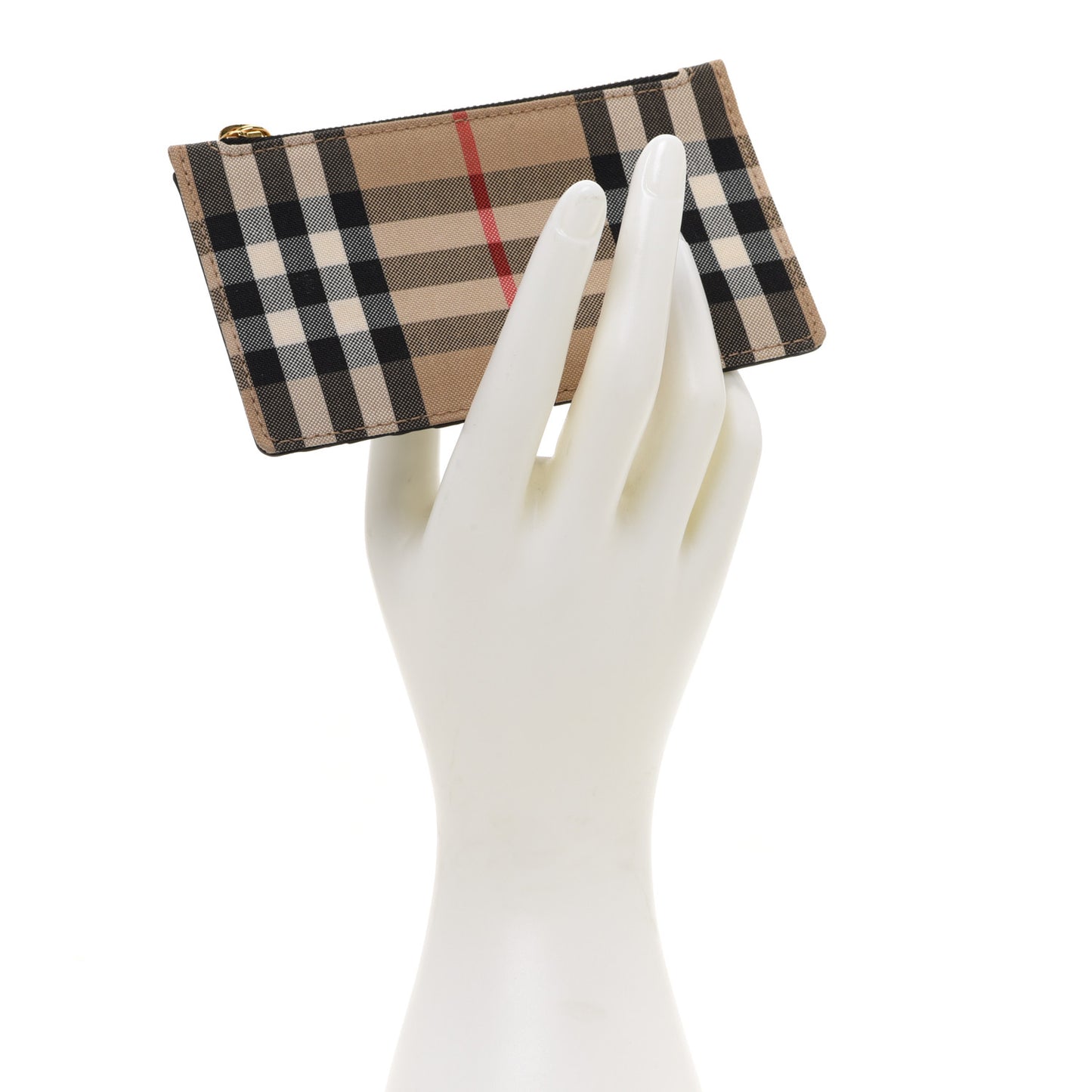 Vintage Check Calfskin Coin Case Card Holder Black