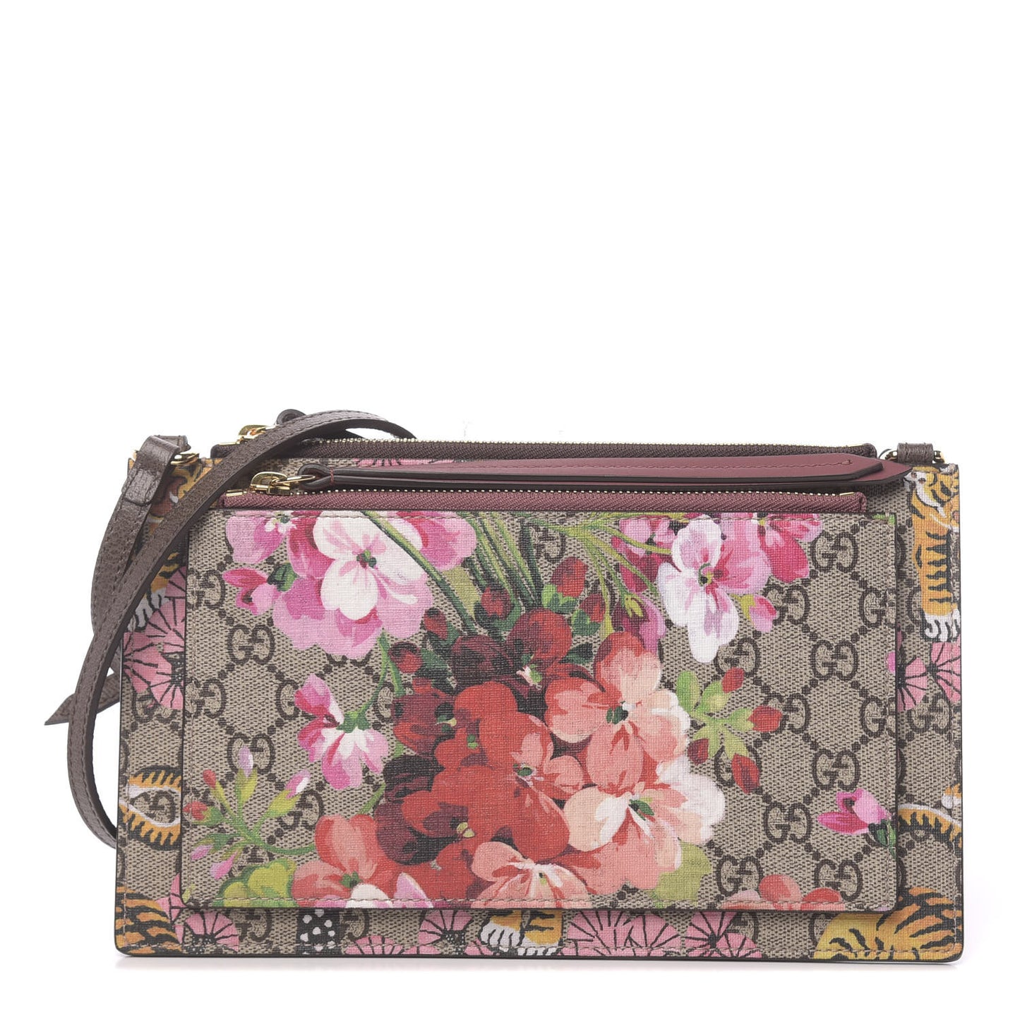 GG Supreme Monogram Bengal Blooms Shoulder Bag Beige Pink