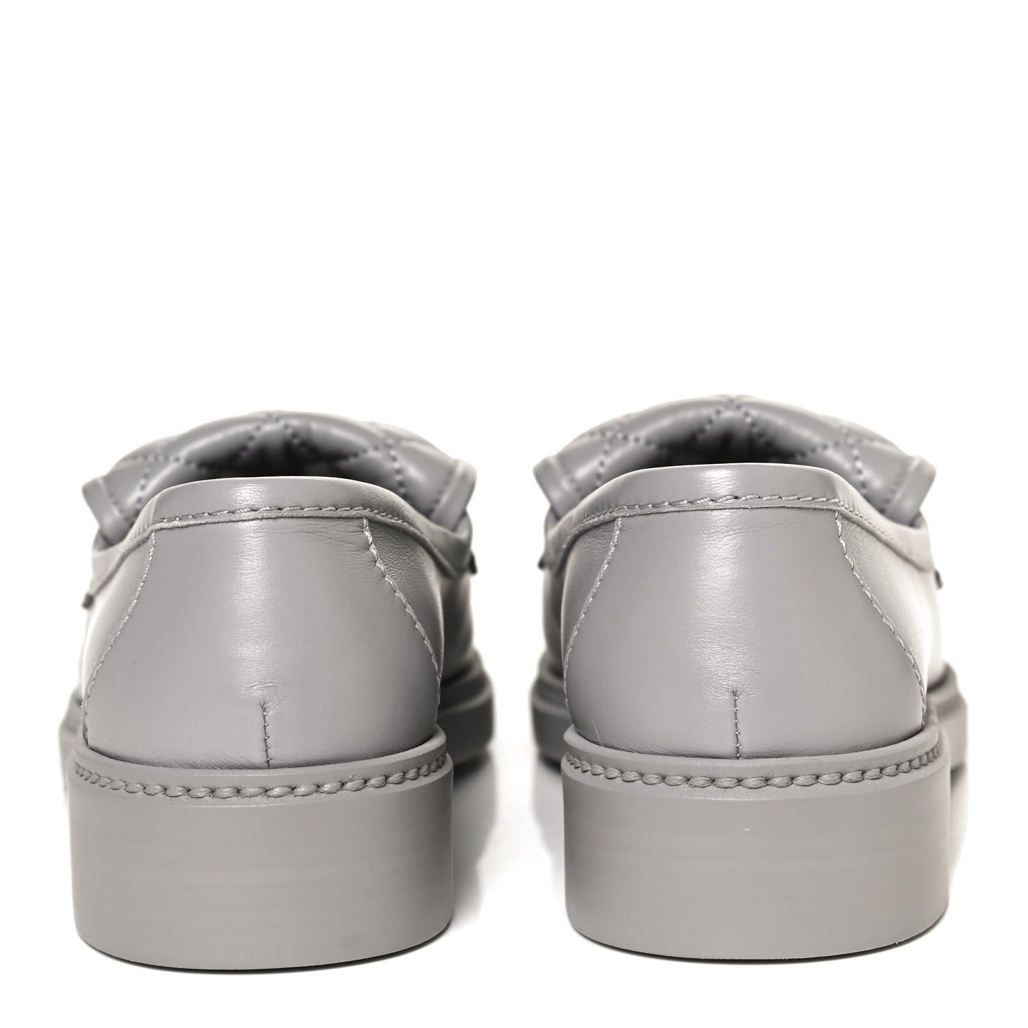 Chanel Lambskin Quilted CC Turnlock Loafers 37.5 Grey 6 of 11