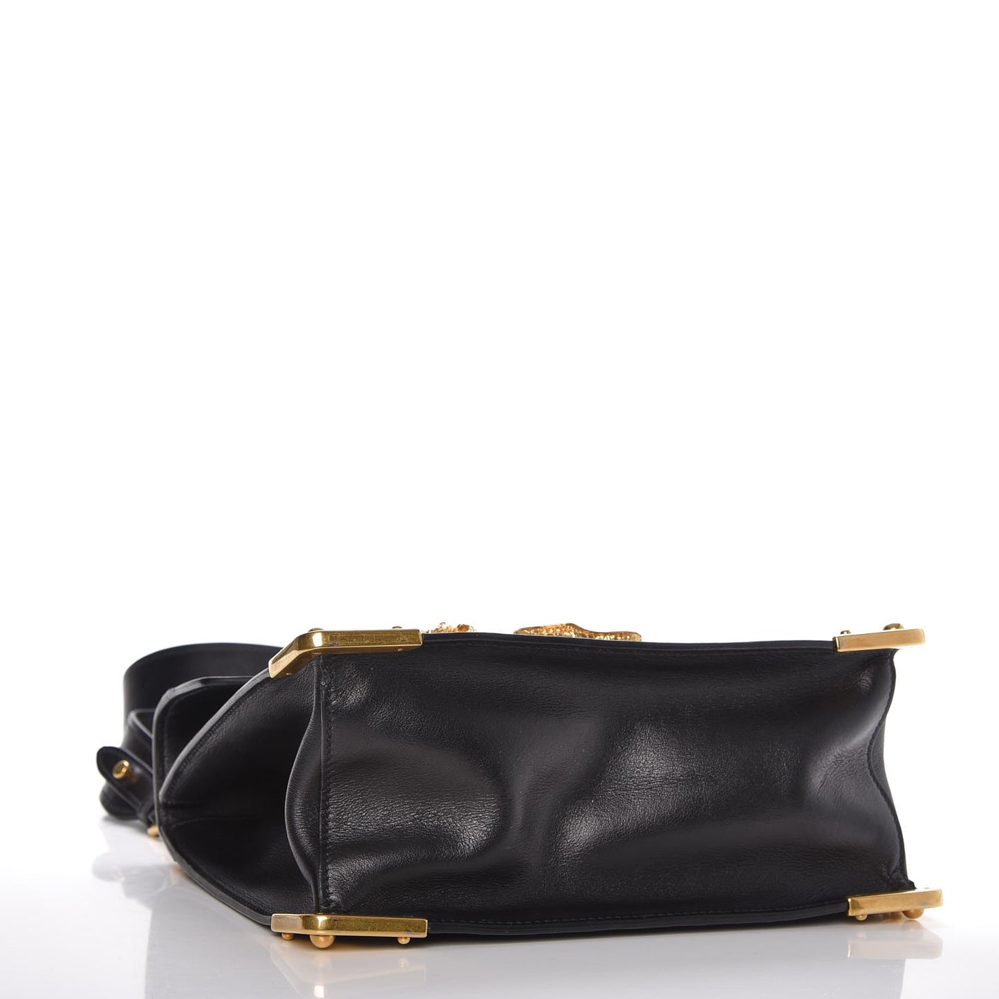 City Calf Saffiano Animalier Top Handle Bag Black
