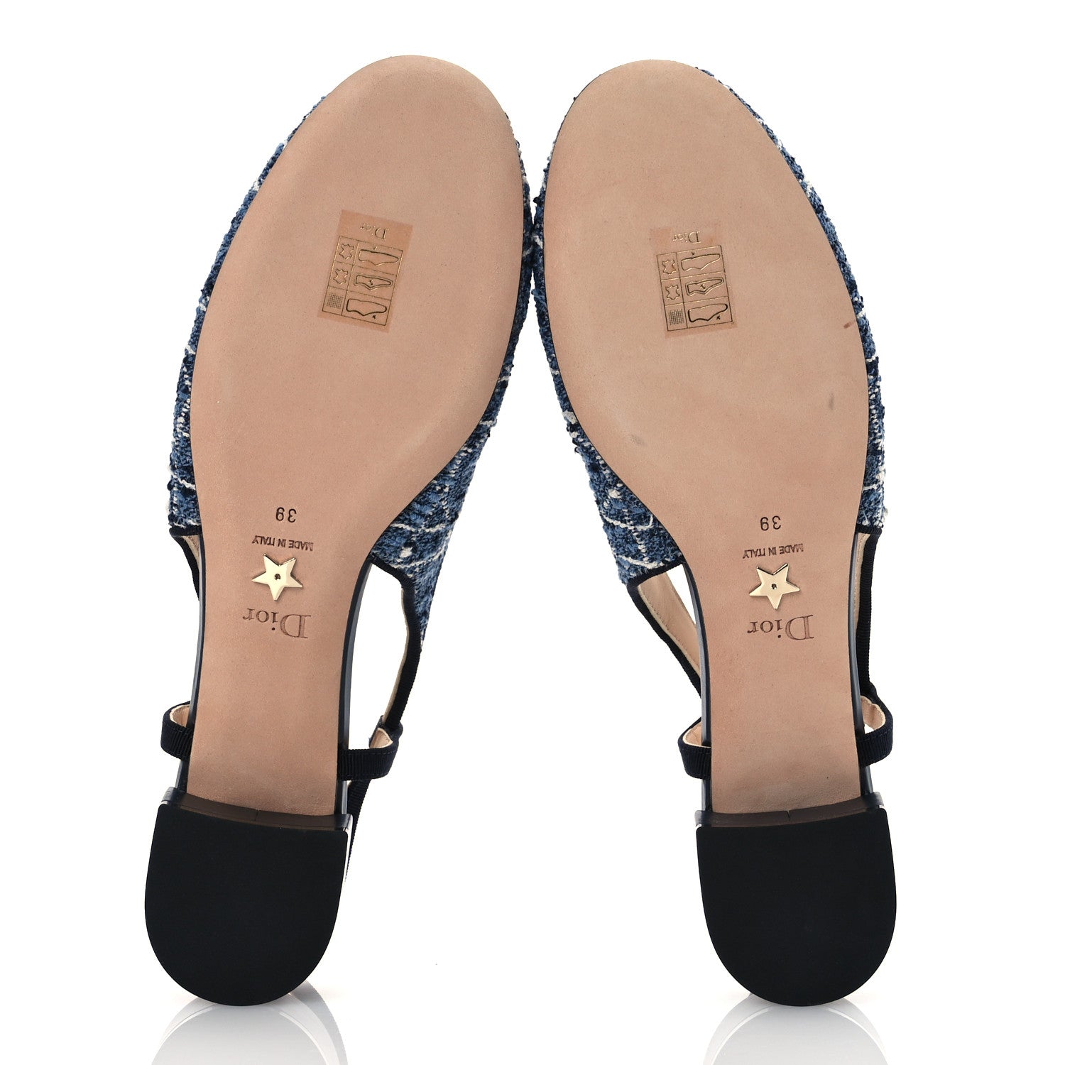 Christian Dior Tweed Cannage Slingback Ballet Pumps 39 Denim 6 of 11
