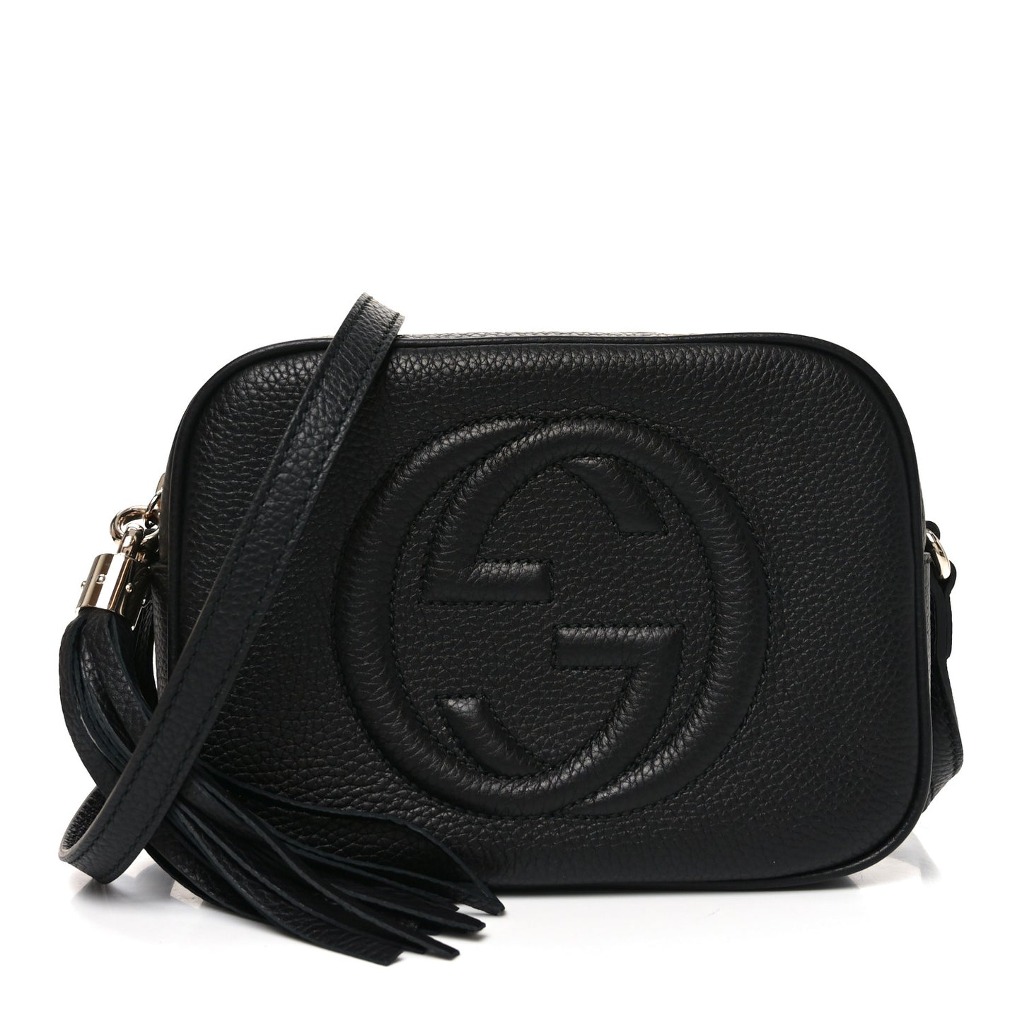 Pebbled Calfskin Small Soho Disco Bag Black