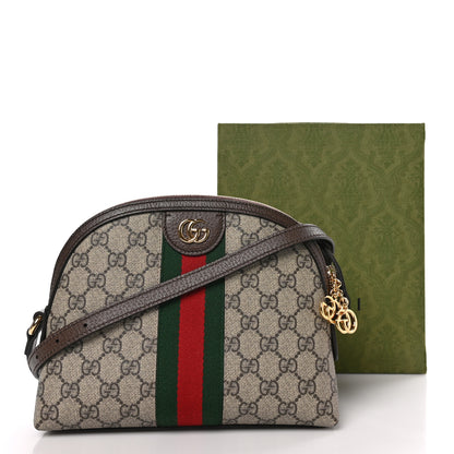 Gucci GG Supreme Monogram Textured Dollar Calfskin Web Small Ophidia Dome Shoulder Bag Beige Ebony New Acero 11 of 11