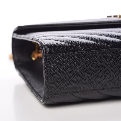 Saint Laurent Grain De Poudre Matelasse Chevron Medium Monogram Satchel Black 9 of 10