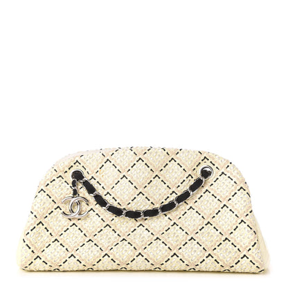 Chanel Patent Hand Embroidered Medium Just Mademoiselle White 1 of 13