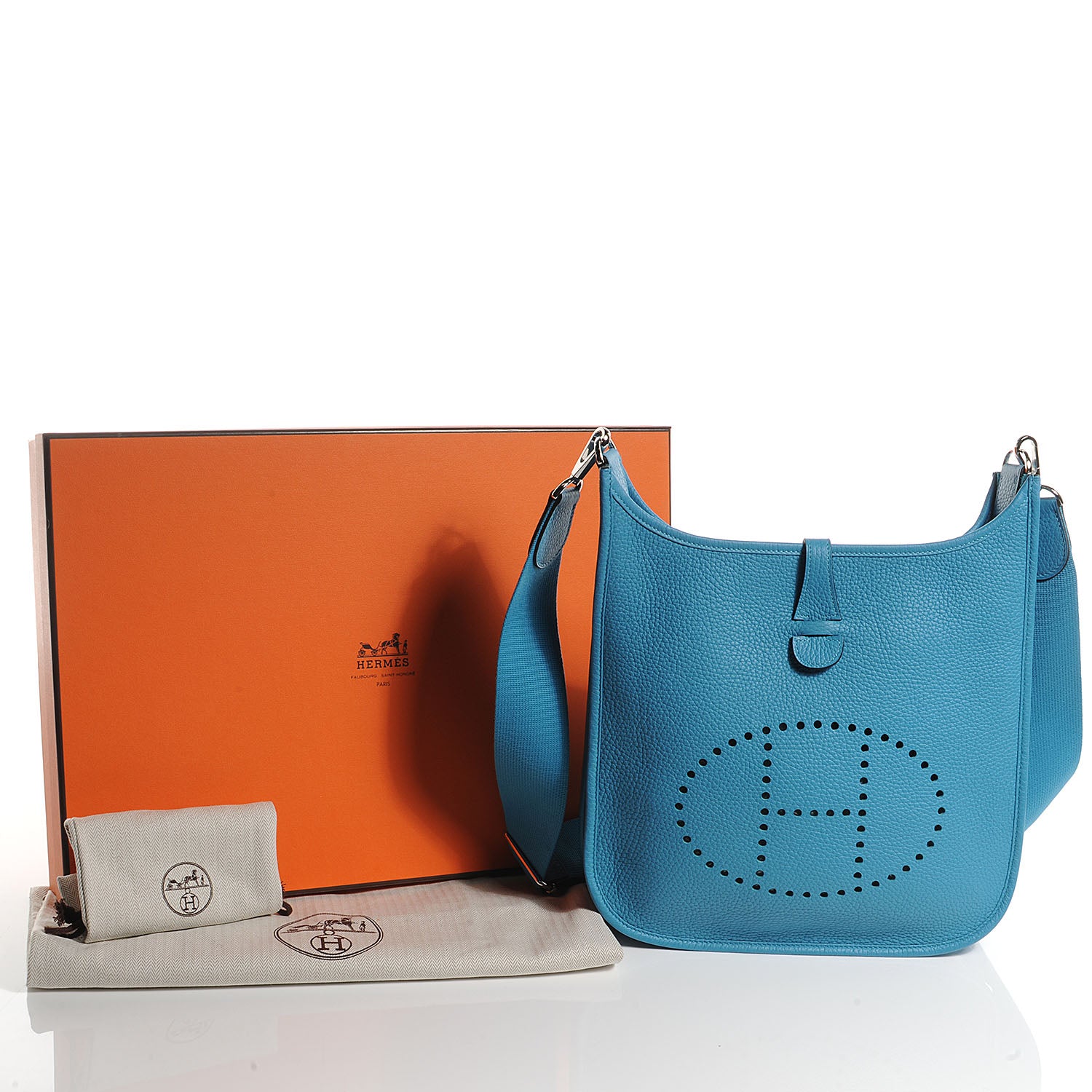 Hermes Taurillon Clemence Evelyne III PM Turquoise 5 of 8
