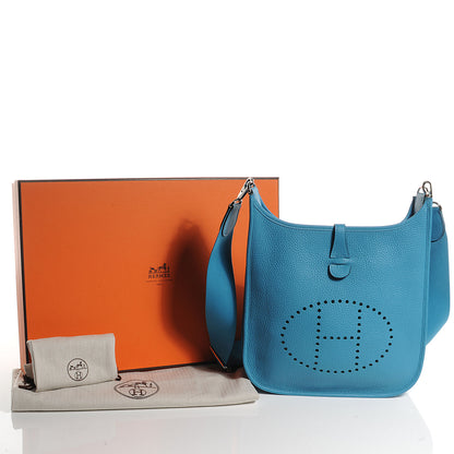 Hermes Taurillon Clemence Evelyne III PM Turquoise 5 of 8