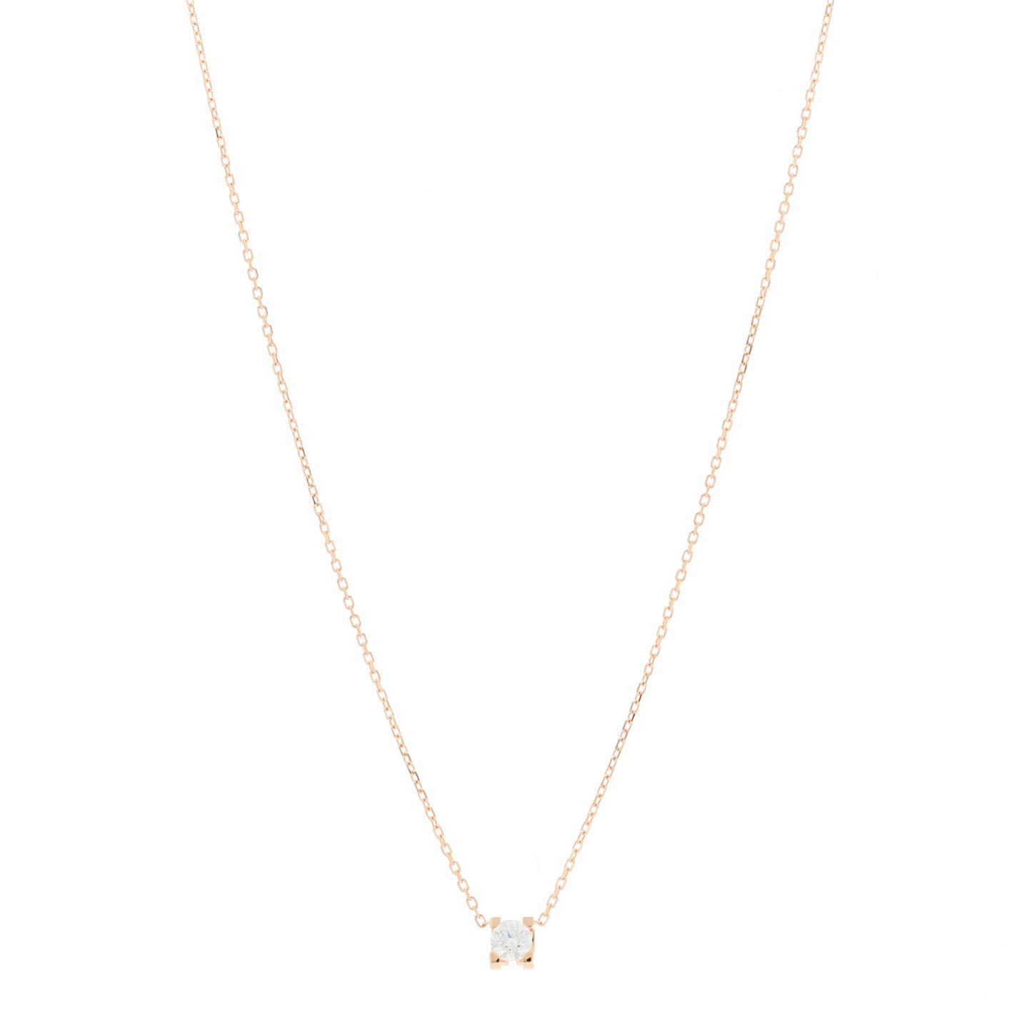 18K Pink Gold Diamond .24ct C De Cartier Pendant Necklace