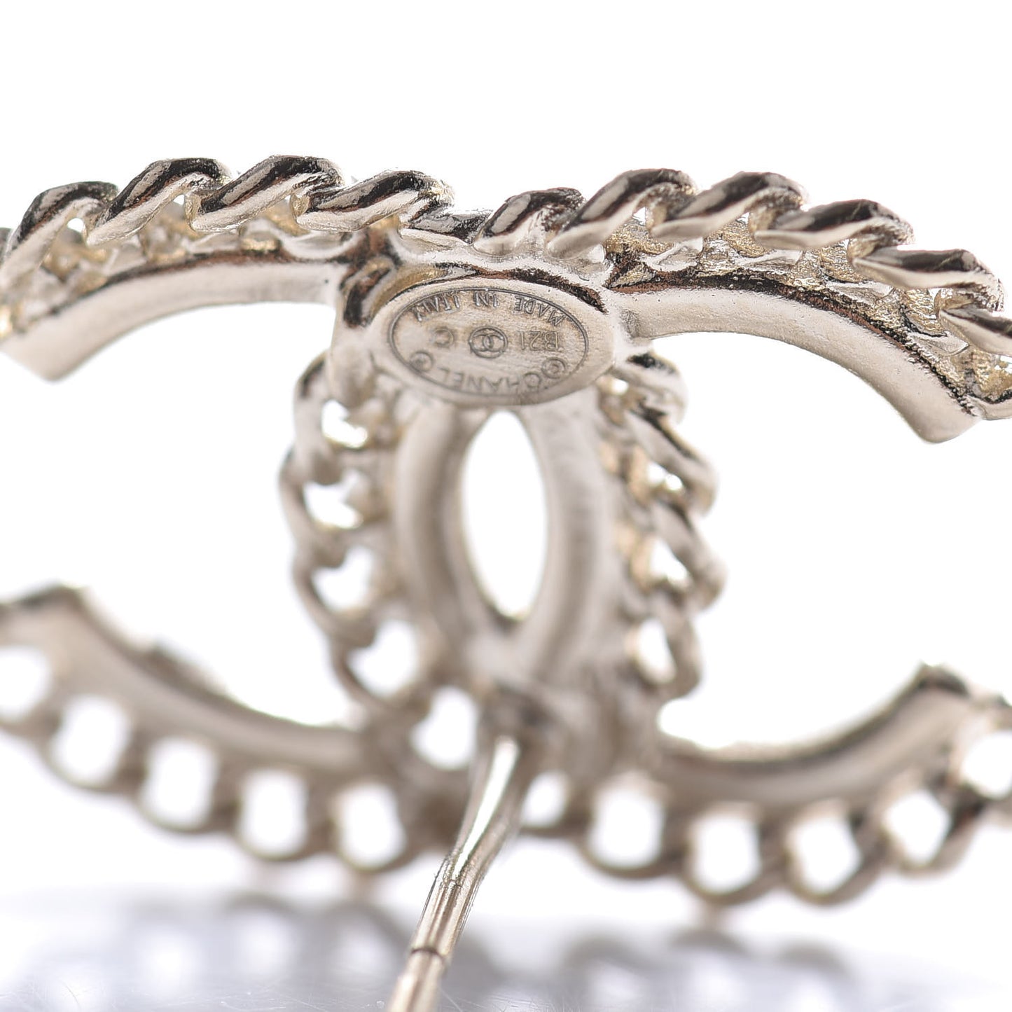 Crystal Chain CC Earrings Gold