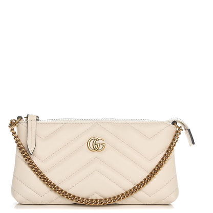Gucci Calfskin Matelasse Mini GG Marmont Chain Bag White 1 of 8
