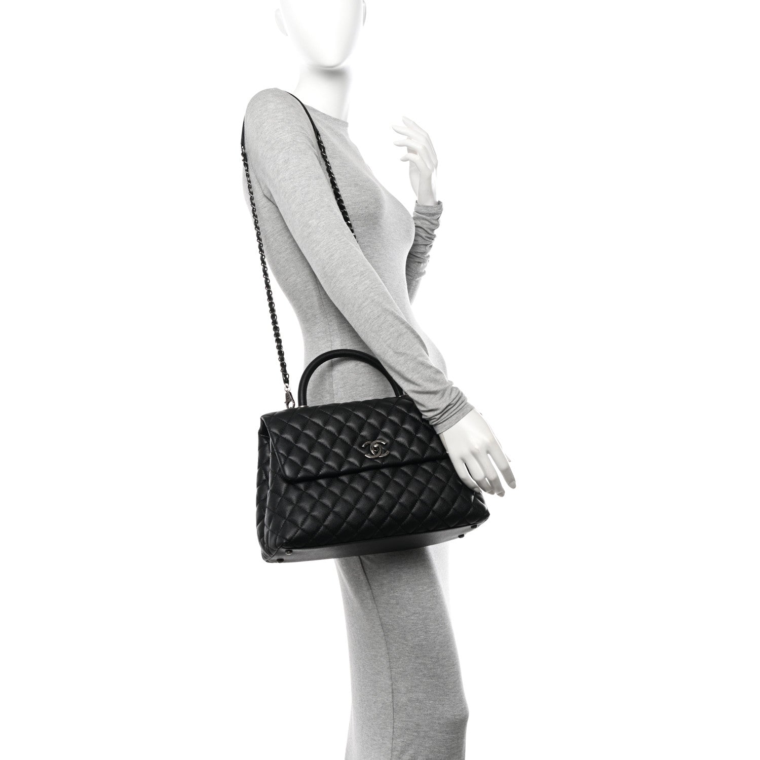 Chanel Caviar Quilted Medium Coco Handle Flap Black 2 of 10