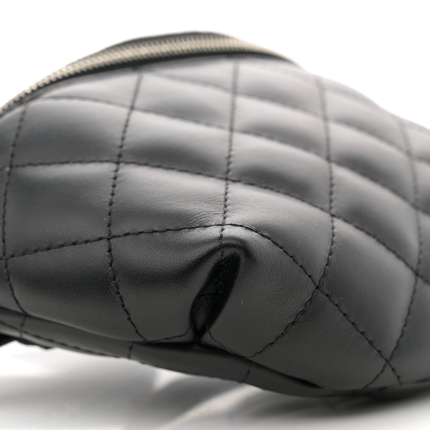 Calfskin Quilted Waist Belt Bag Black