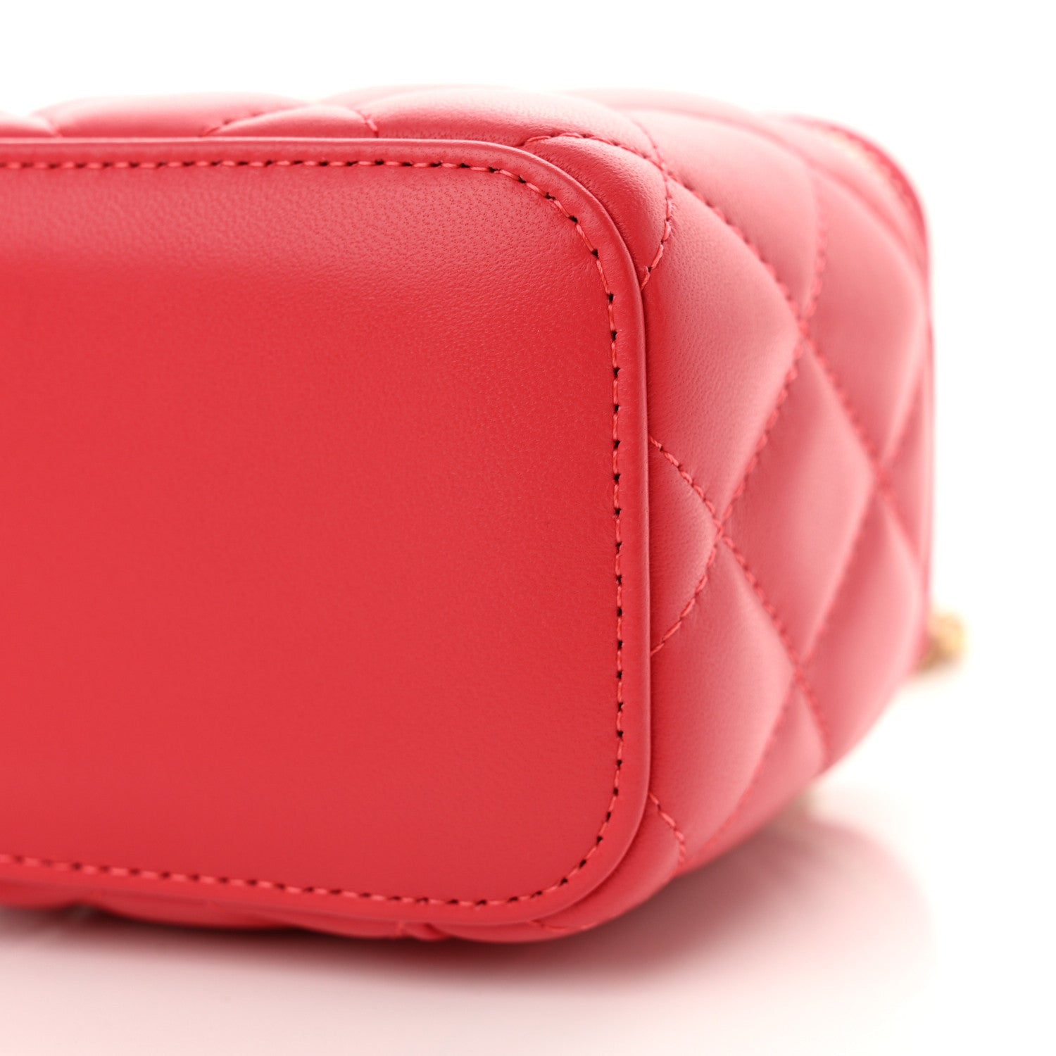 Chanel Lambskin Quilted Pearl Crush Mini Vanity Case With Chain Red 10 of 12