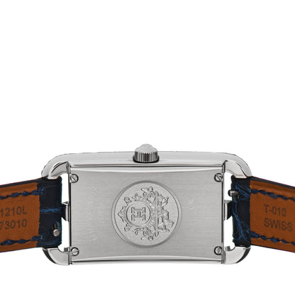 Hermes Stainless Steel Alligator Diamond Mother of Pearl 20mm Nantucket Quartz Watch Bleu Saphir 4 of 8