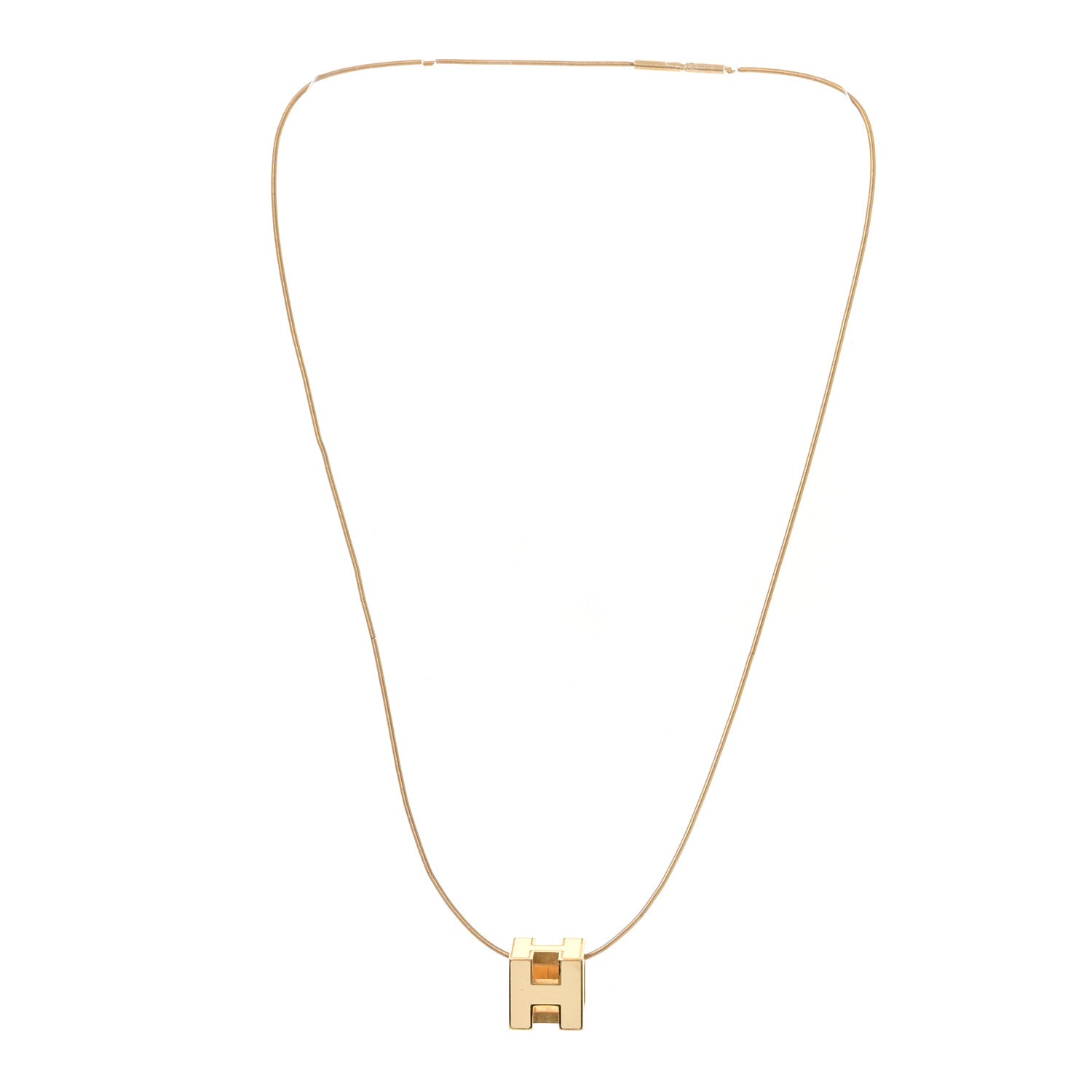 Hermes Rose Gold Lacquered Cage d'H Necklace Marron Glace 3 of 5