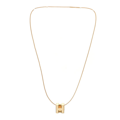 Hermes Rose Gold Lacquered Cage d'H Necklace Marron Glace 3 of 5