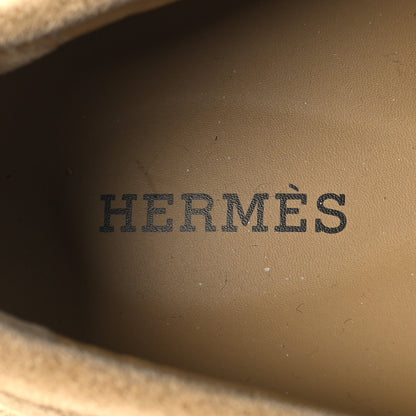 Hermes Suede Calfskin Womens Lazy Loafers 37.5 Beige Sable 9 of 10
