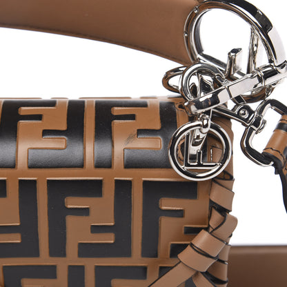 Fendi Vitello Century F is Fendi Whipstitch Threads FF Embossed Kan I Shoulder Bag Tobacco Orzo 13 of 14