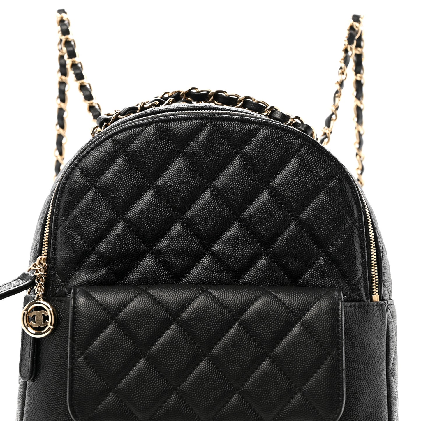 Caviar Quilted Medium Zip Around Backpack Black