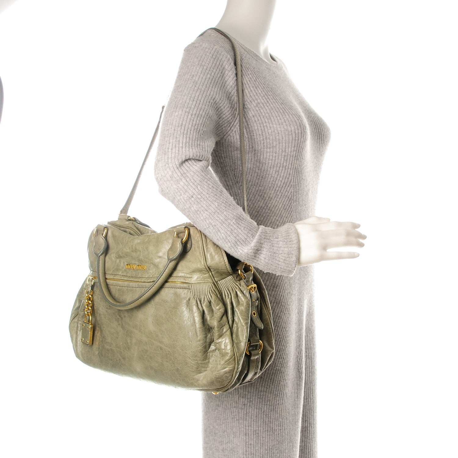 Miu Miu Nappa Medium Charm Satchel Agave 2 of 10