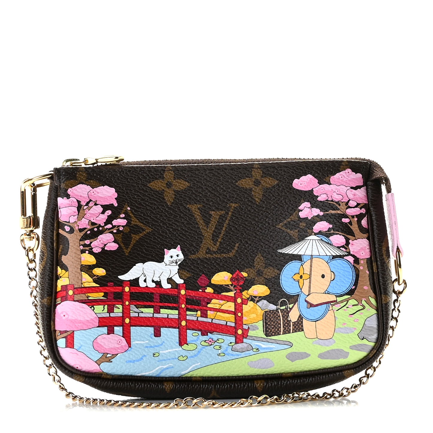 Monogram 2021 Christmas Animation Japanese Garden Mini Pochette Accessories Wisteria Pink