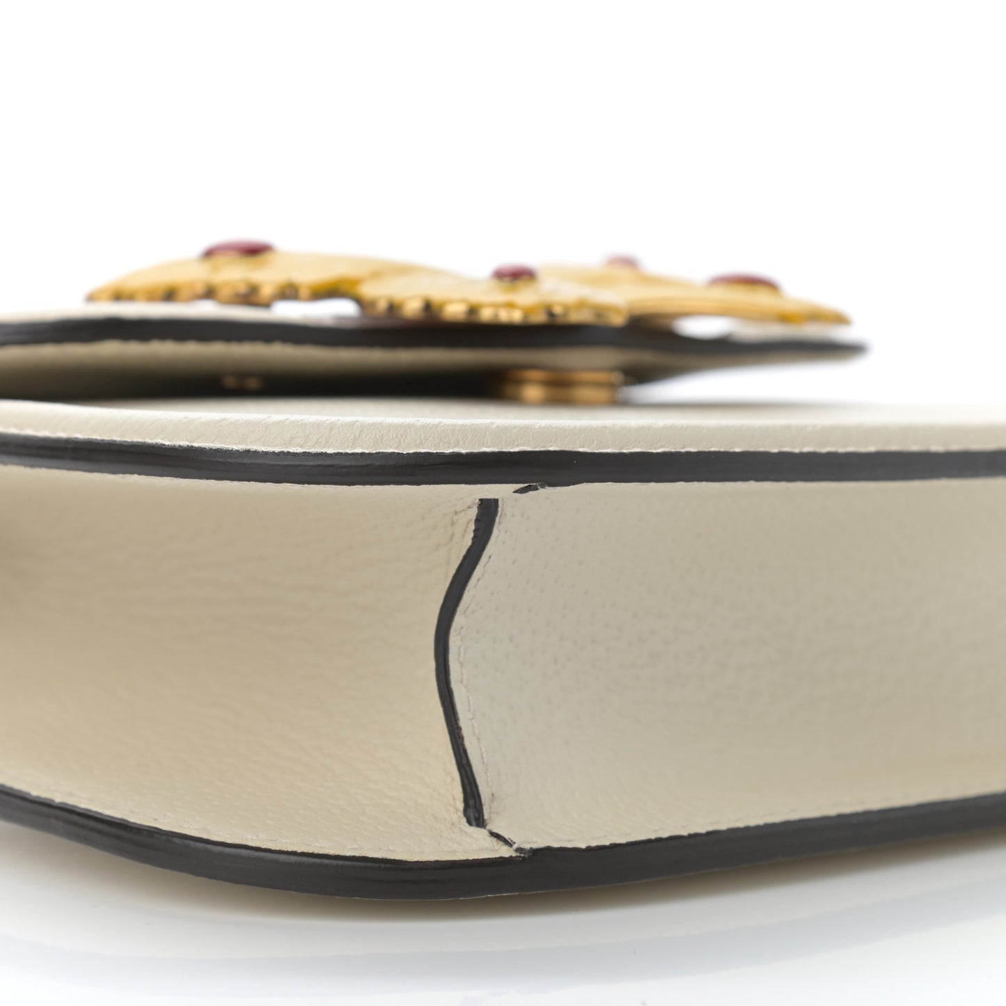 Calfskin Web Stripe Butterfly Small Totem Shoulder Bag White