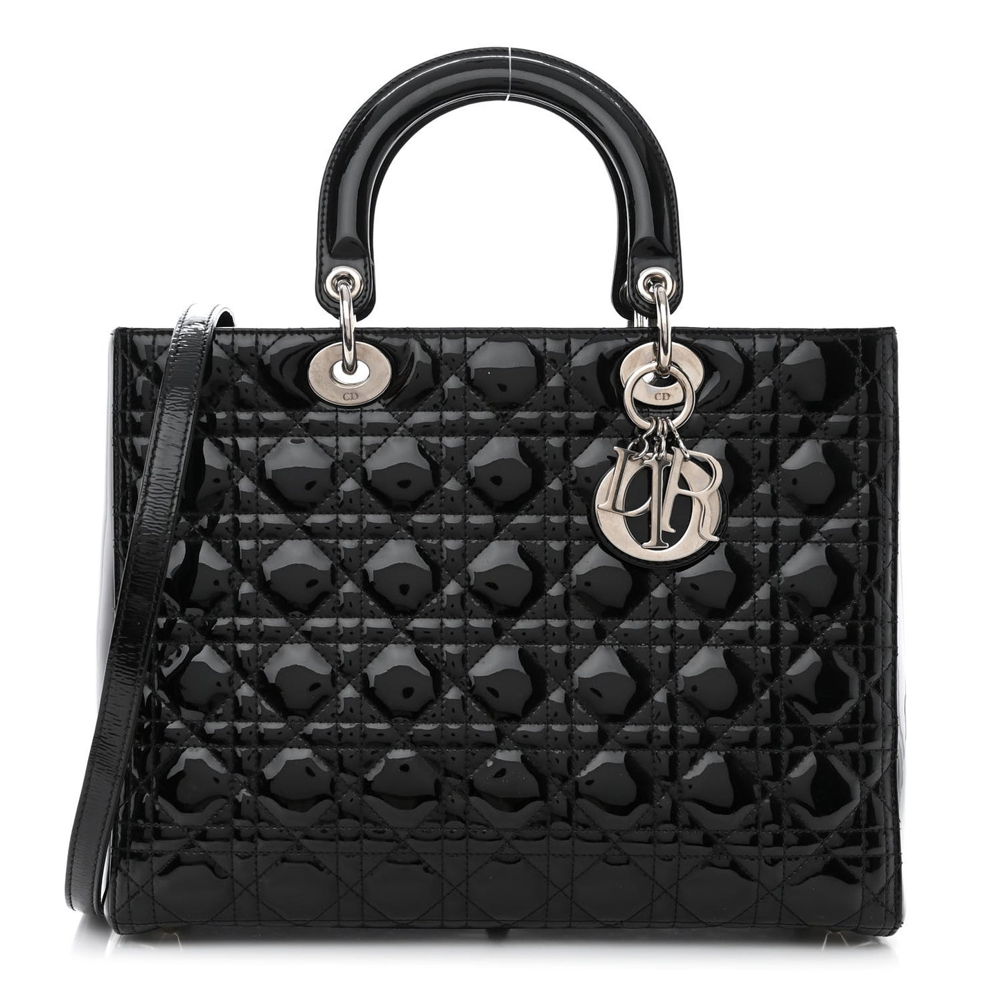 Patent Cannage Large Lady Dior Black
