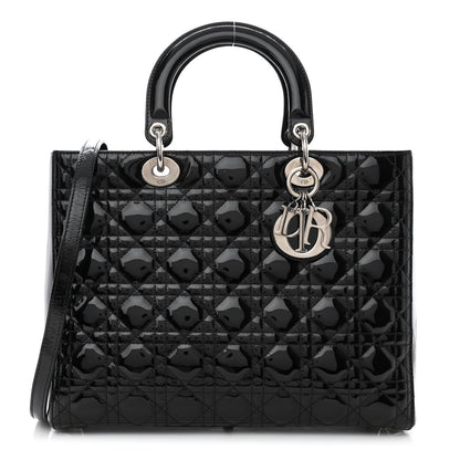 Christian Dior Patent Cannage Large Lady Dior Black 1 of 10