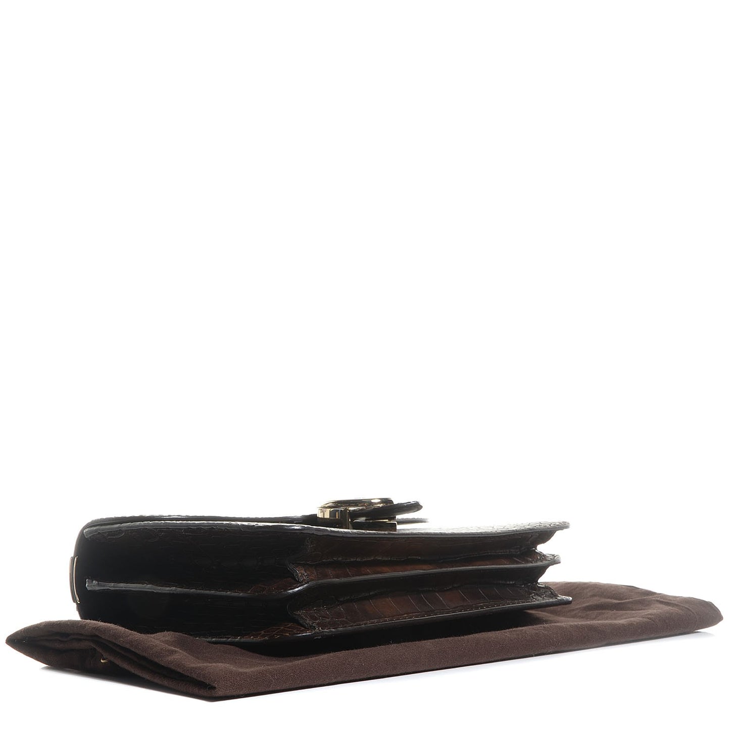 Washed Crocodile 1973 Medium Top Handle Bag Brown
