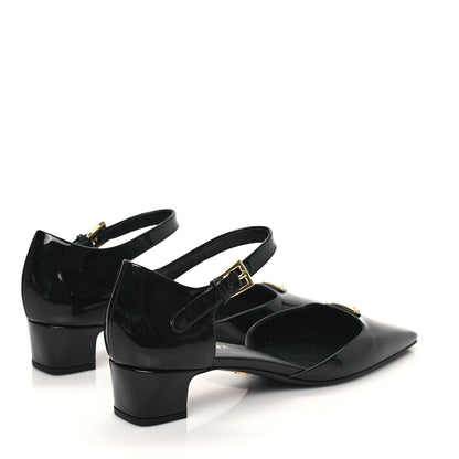 Prada Patent Triangle Squared Toe 35mm Pumps 38 Black 4 of 8