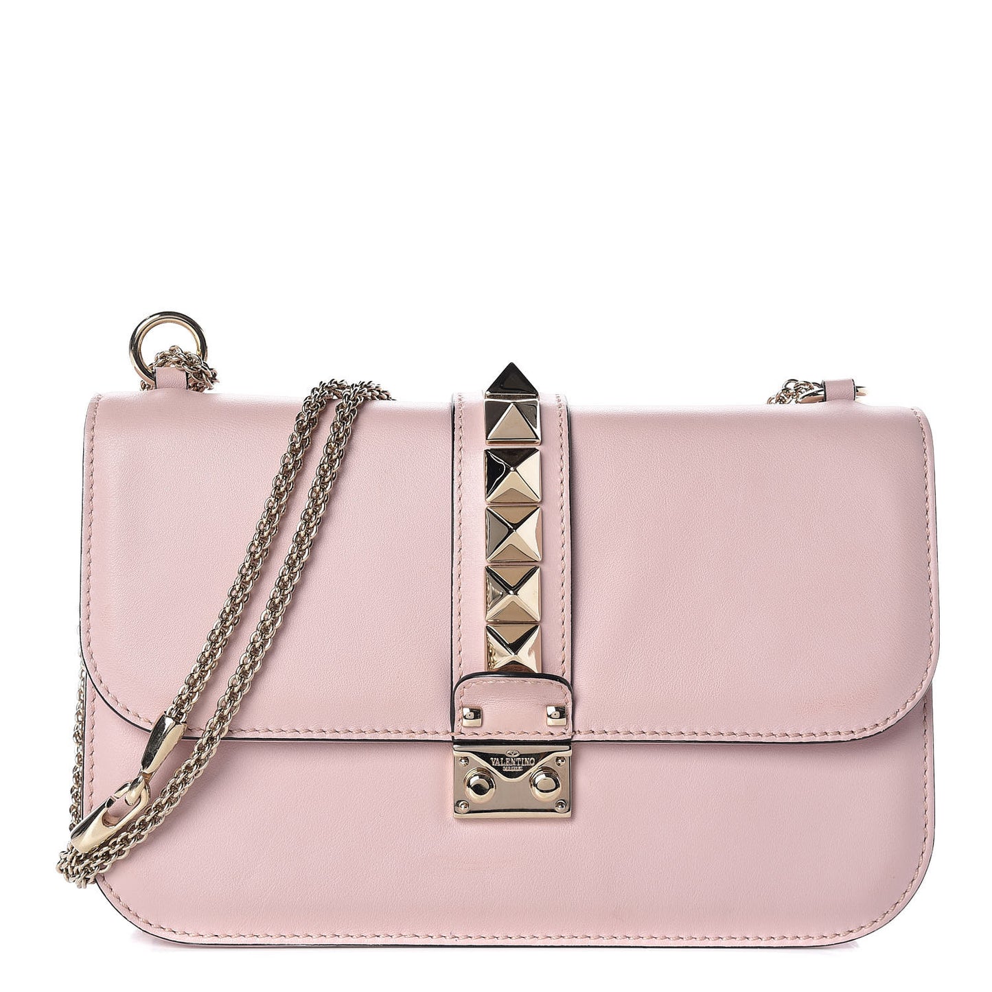Vitello Medium Glam Lock Rockstud Flap Water Rose