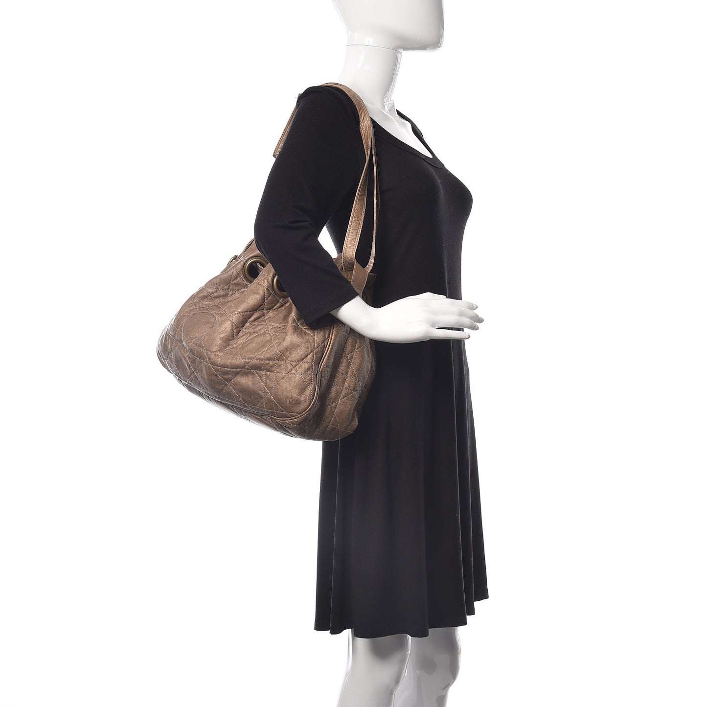 Lambskin Cannage Drawstring Bag Bronze