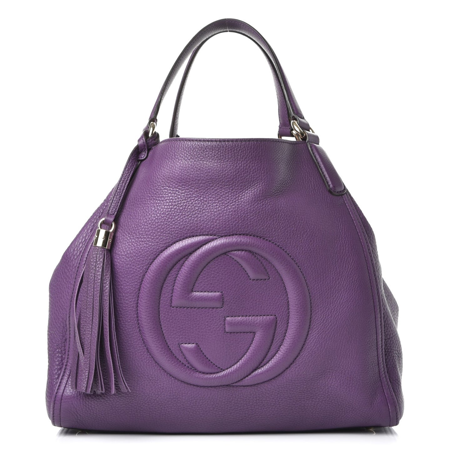 Pebbled Calfskin Medium Soho Shoulder Bag Shine Purple