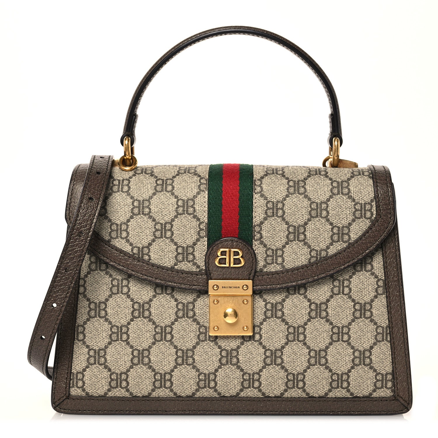 Gucci X BALENCIAGA BB Supreme Monogram Web Small Top Handle Bag Beige New Acero 1 of 11