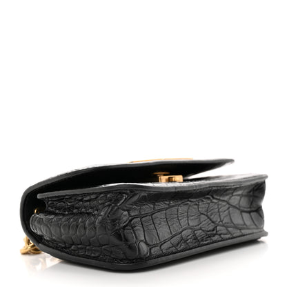Balenciaga Extra Supple Calfskin Crocodile Embossed Gossip Chain Bag XS Black 4 of 11